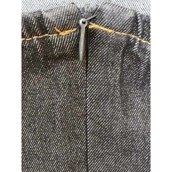 Heart & Heels Black Denim Strapless Dress Rhinestone Slit Juniors Size Large - Picture 7 of 13